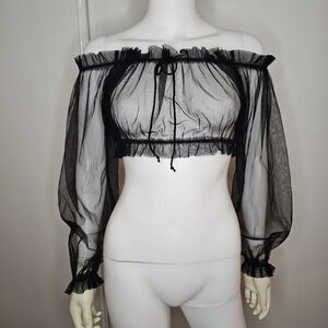 Celebrity Fashion Black Sheer Top